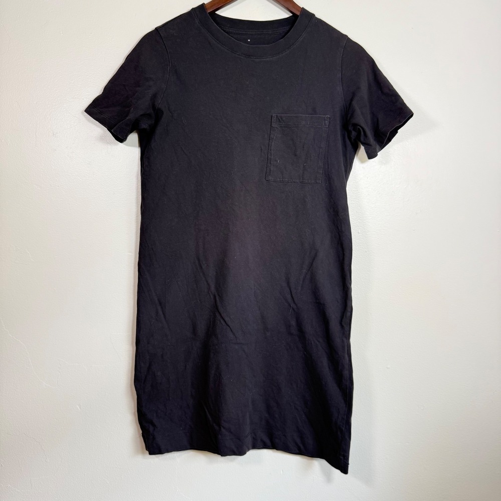 Everlane The Cotton Pocket Tee Dress Minimalist Short Sleeve Size XS Black